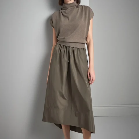 beli-buzgulu-yesil-maxi-kumas-etek-5709673