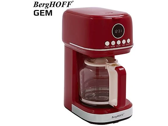 BERGHOFF Gem Retro 15 Bardak Filtre Kahve Makinesi Kırmızı