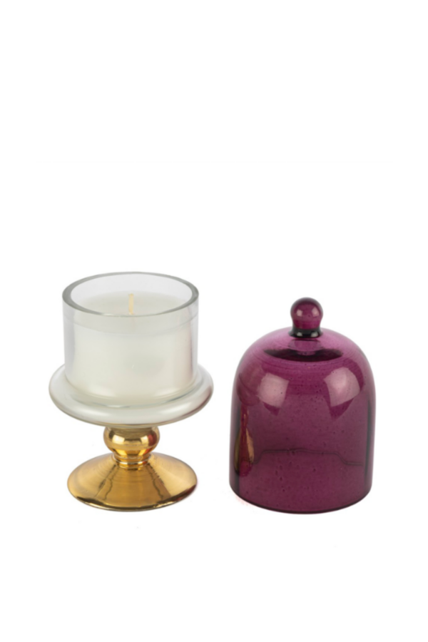 Gold Bordo Kapaklı Cam Mum White Fig and Amber