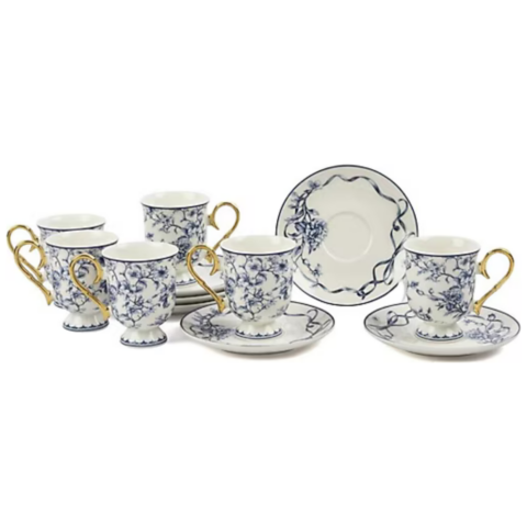 Mikasa Moor Luna Blue 6lı Kahve Fincan Seti 90CC - Beyaz - Mavi - 90 ml